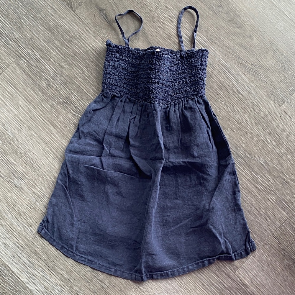 Juicy Couture Vintage Y2K Navy Blue Smocked Linen Dress